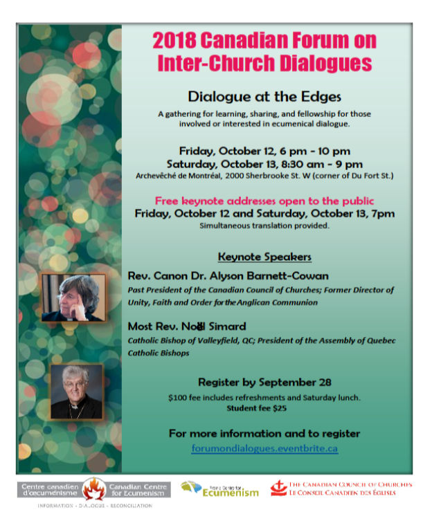 Dialogue at the Edges: 7th Canadian Forum on Inter-church Dialogues - October 2018
